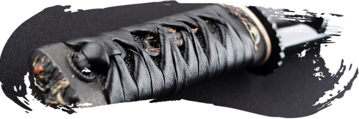 Tsuka en cuero japonés con hishigami